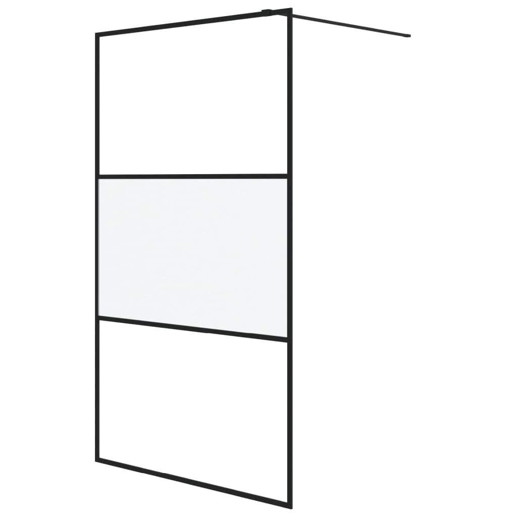 Walk-in suihkuseinäke musta 115x195 cm puolihuurrettu ESG-lasi - Sisustajankoti.fi