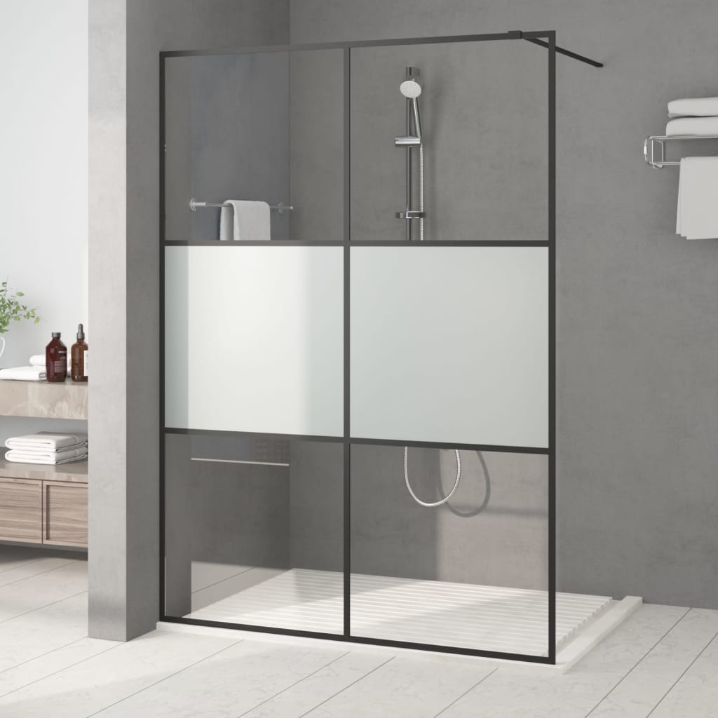 Walk-in suihkuseinäke musta 140x195 cm puolihuurrettu ESG-lasi - Sisustajankoti.fi