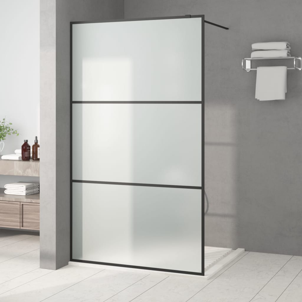 Walk-in suihkuseinäke musta 115x195 cm huurrettu ESG-lasi - Sisustajankoti.fi