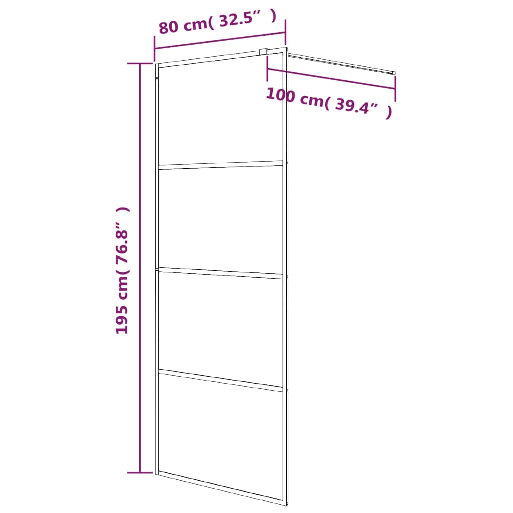 Walk-in suihkuseinäke musta 80x195 cm puolihuurrettu ESG-lasi - Sisustajankoti.fi