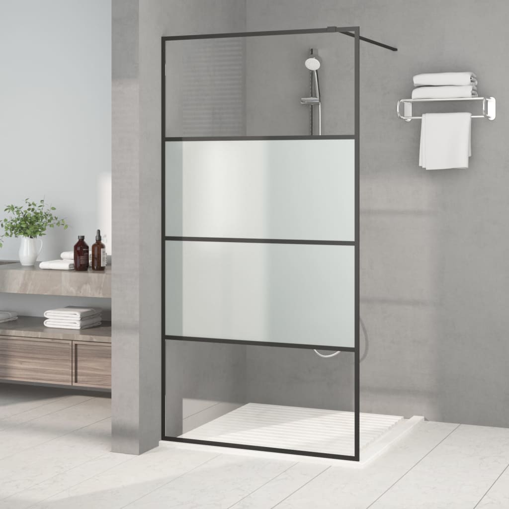 Walk-in suihkuseinäke musta 100x195 cm puolihuurrettu ESG-lasi - Sisustajankoti.fi