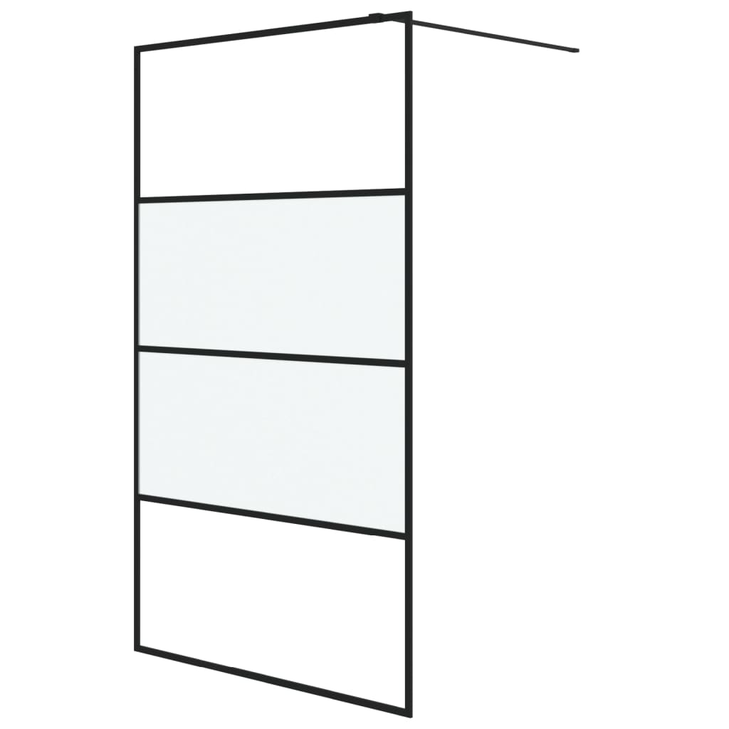 Walk-in suihkuseinäke musta 115x195 cm puolihuurrettu ESG-lasi - Sisustajankoti.fi