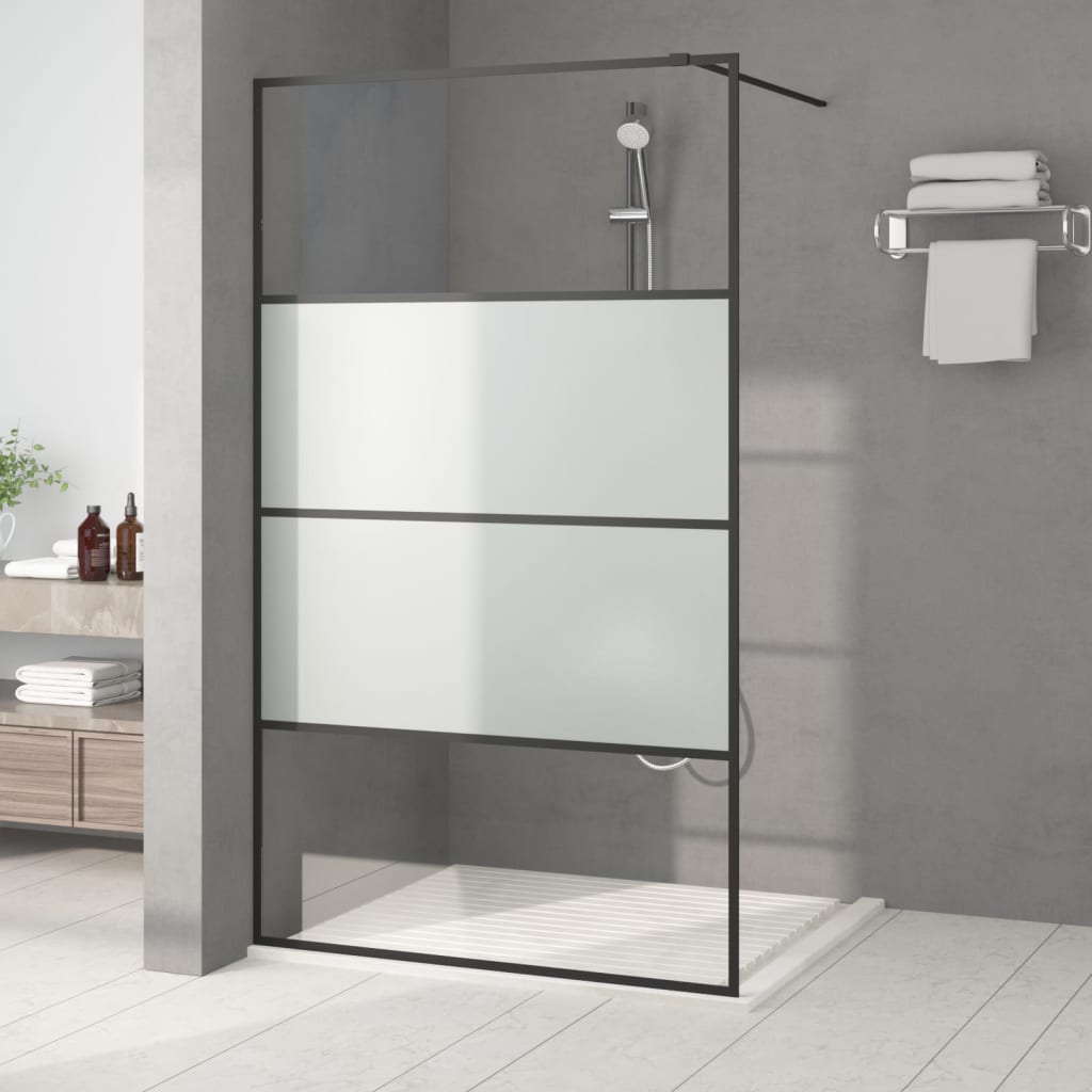 Walk-in suihkuseinäke musta 115x195 cm puolihuurrettu ESG-lasi - Sisustajankoti.fi