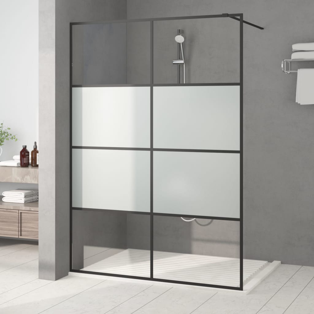 Walk-in suihkuseinäke musta 140x195 cm puolihuurrettu ESG-lasi - Sisustajankoti.fi