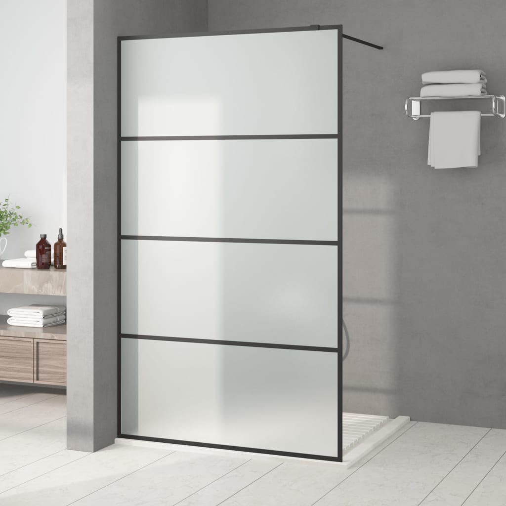 Walk-in suihkuseinäke musta 115x195 cm huurrettu ESG-lasi - Sisustajankoti.fi