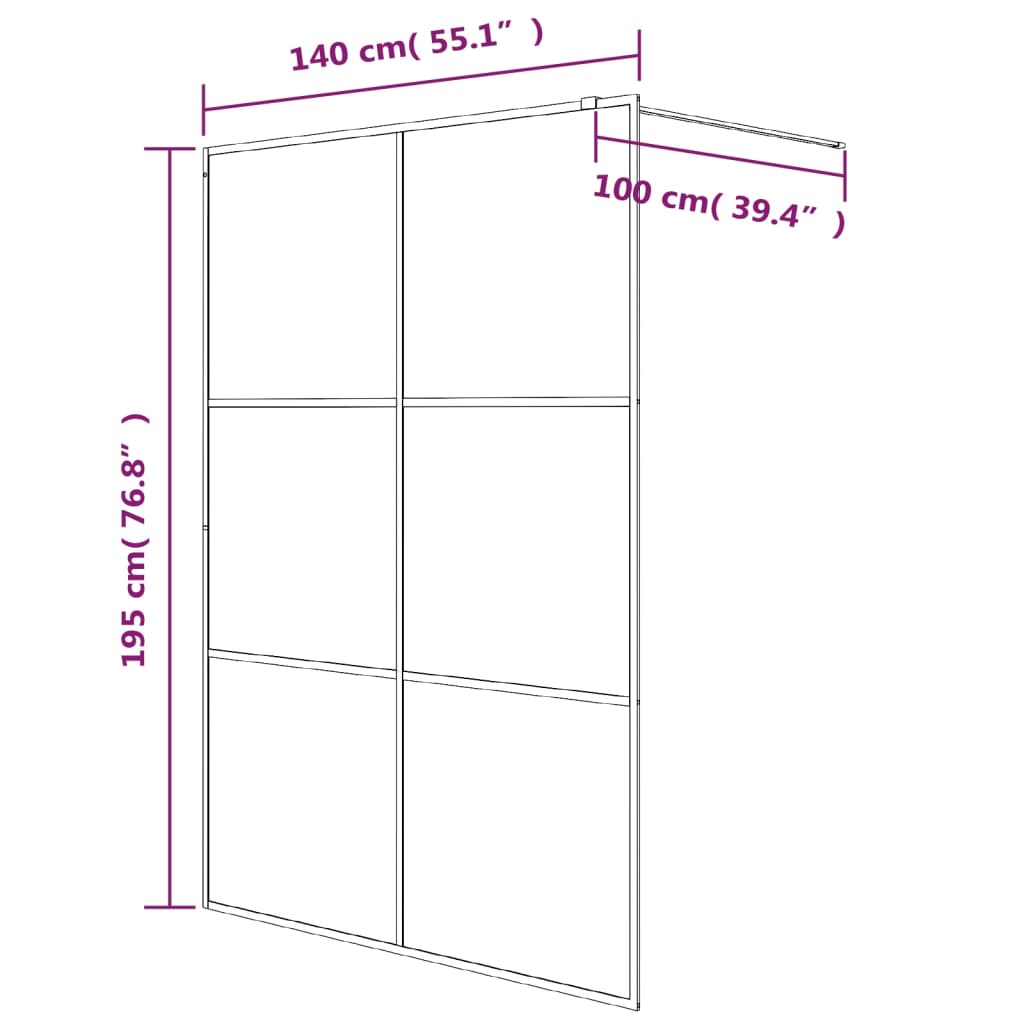 Walk-in suihkuseinäke musta 140x195 cm kirkas ESG-lasi - Sisustajankoti.fi