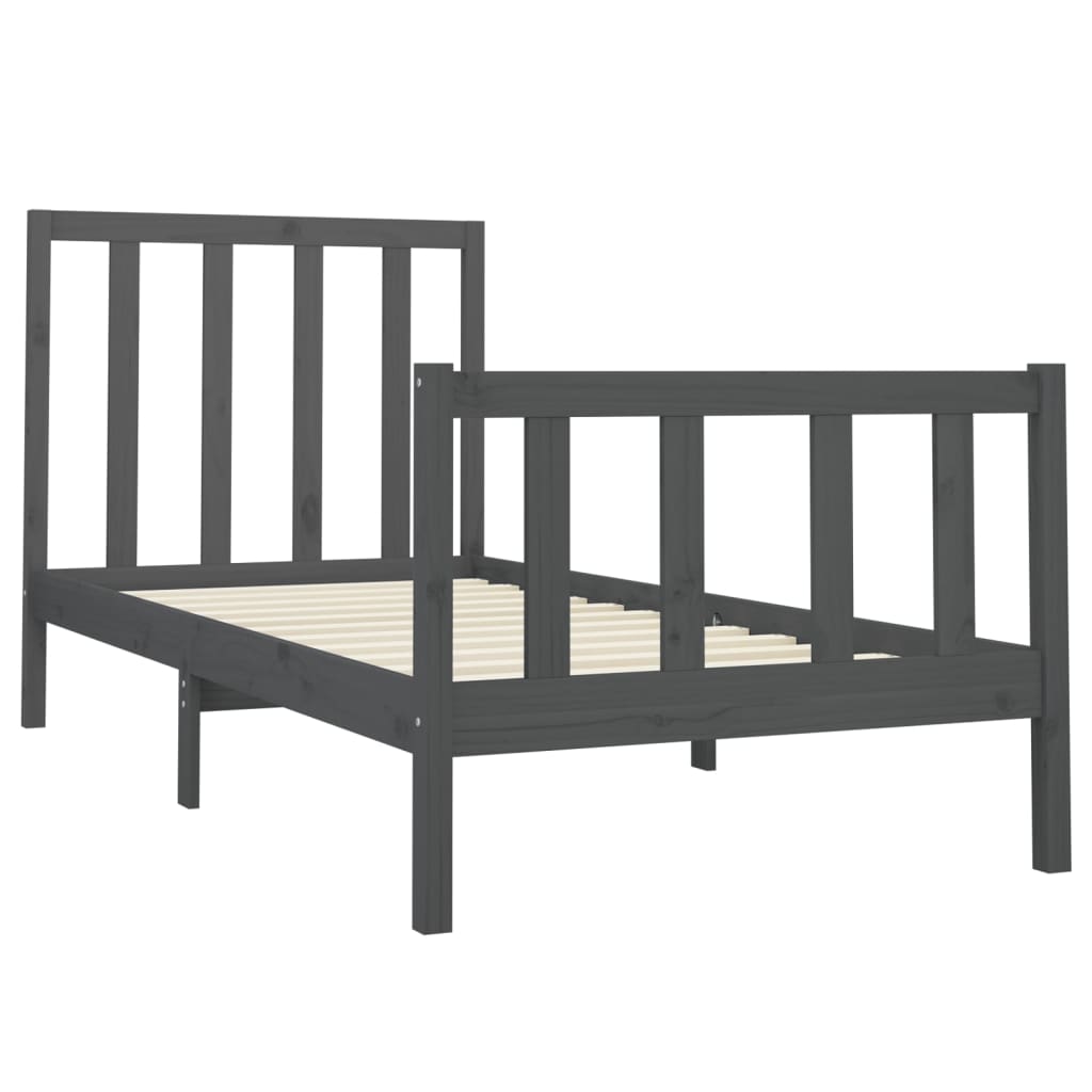 Sängynrunko harmaa täysi mänty 100x200 cm - Sisustajankoti.fi