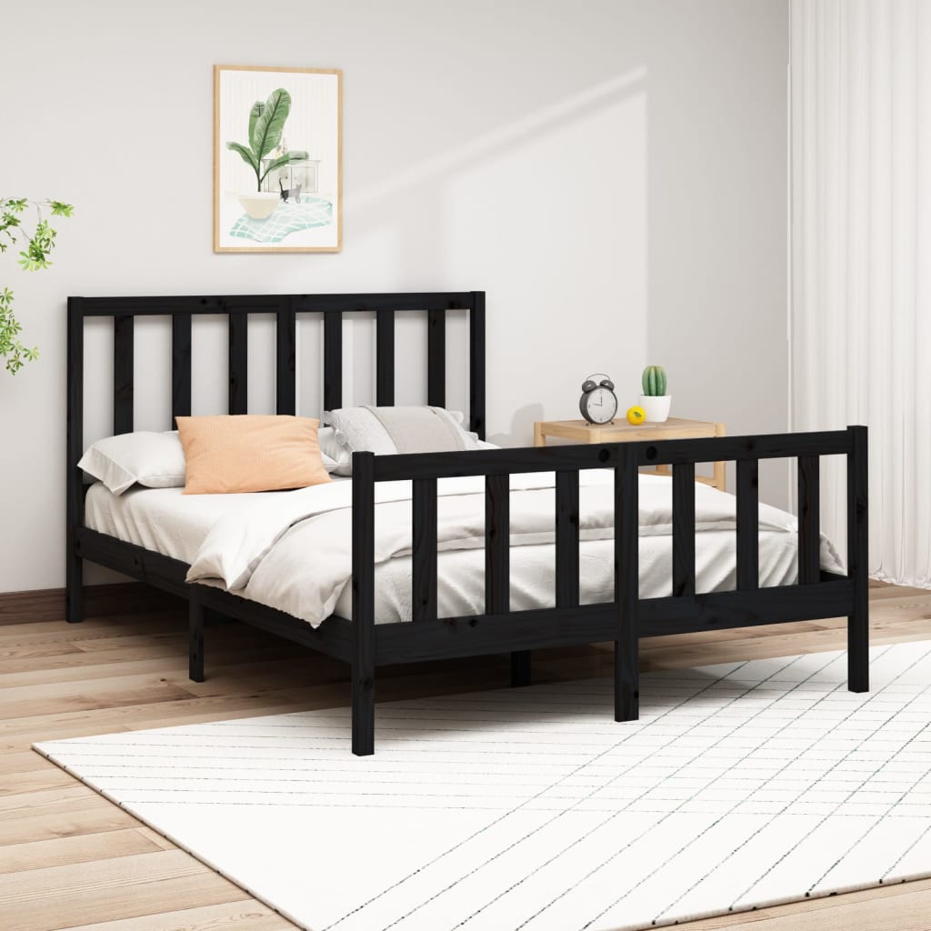 Sängynrunko musta täysi mänty 120x200 cm - Sisustajankoti.fi