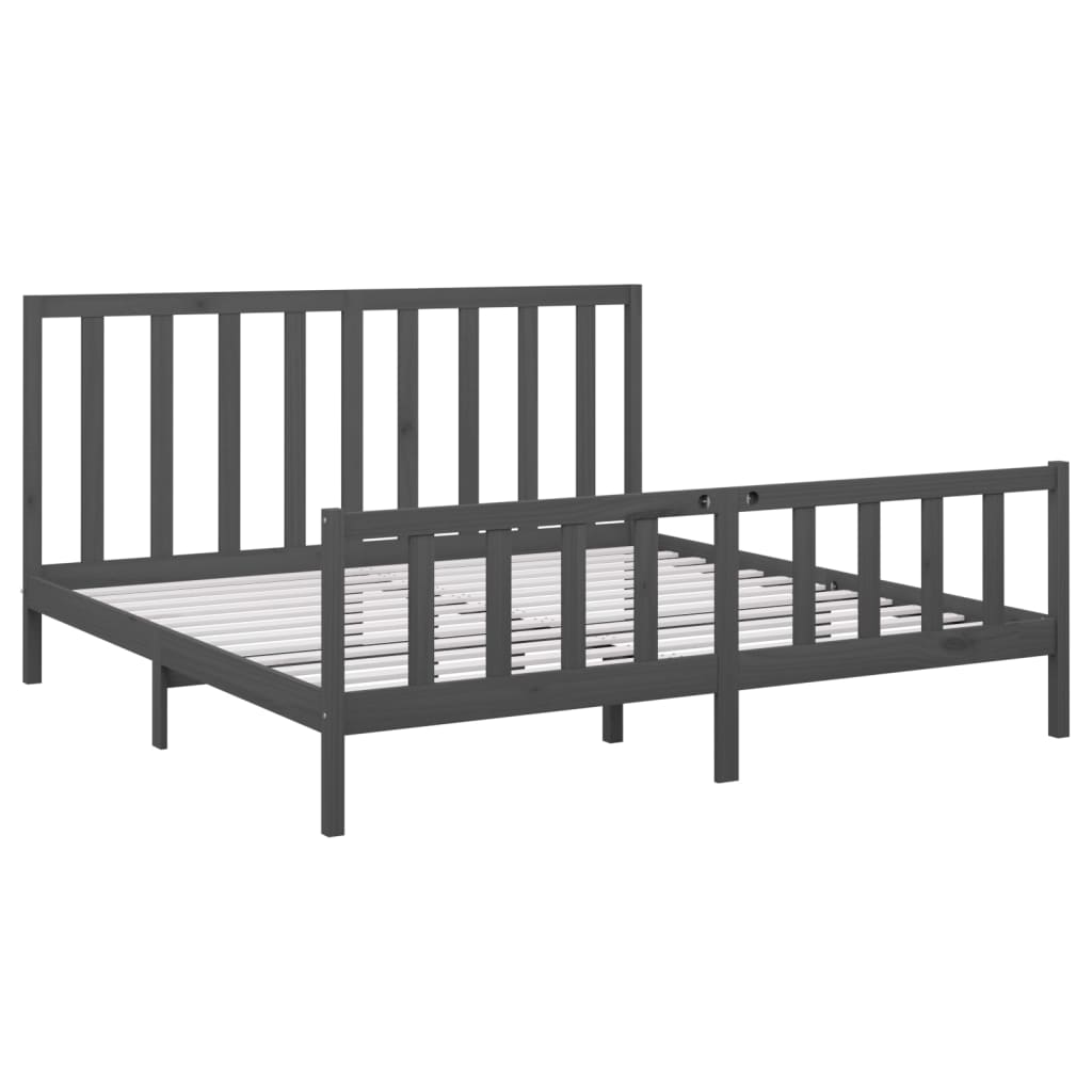 Sängynrunko harmaa täysi mänty 200 x 200 cm - Sisustajankoti.fi
