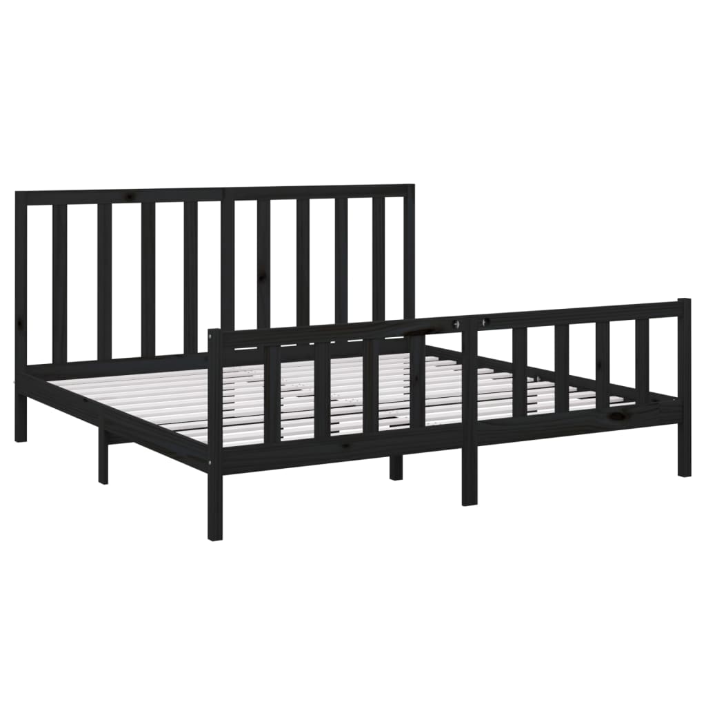 Sängynrunko musta täysi mänty 200 x 200 cm - Sisustajankoti.fi