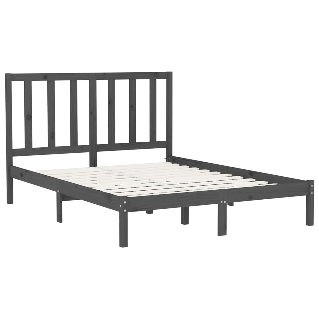 Sängynrunko harmaa täysi puu 150x200 cm 5FT King Size - Sisustajankoti.fi