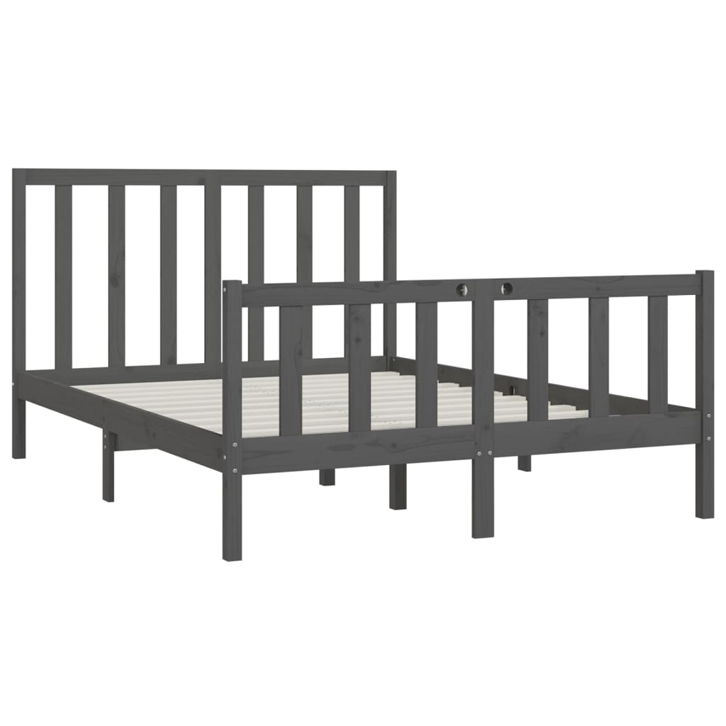 Sängynrunko harmaa täysi puu 150x200 cm 5FT King Size - Sisustajankoti.fi