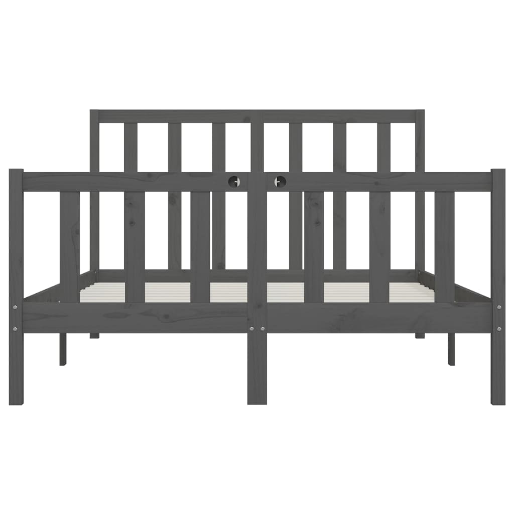Sängynrunko harmaa täysi puu 150x200 cm 5FT King Size - Sisustajankoti.fi