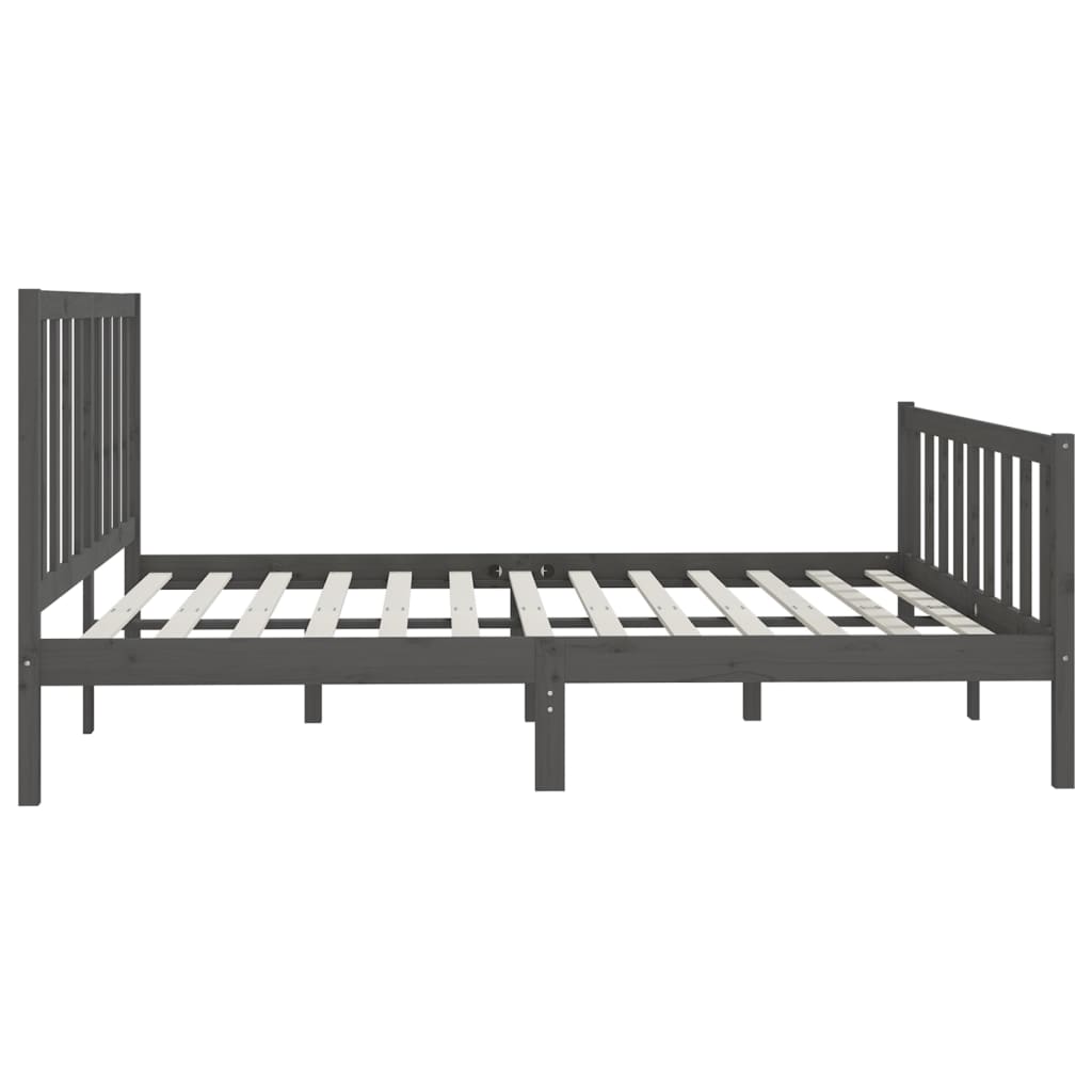 Sängynrunko harmaa täysi puu 200x200 cm - Sisustajankoti.fi