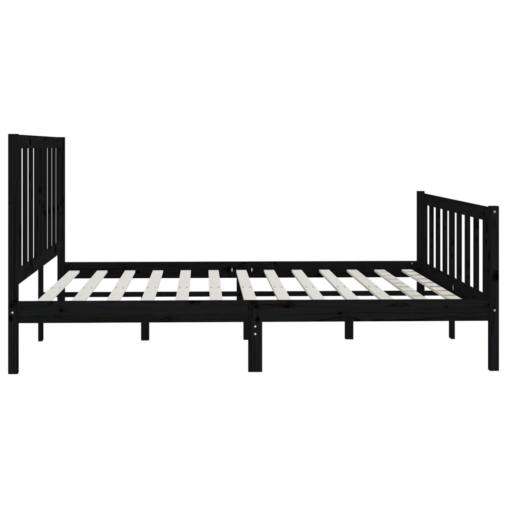 Sängynrunko musta täysi puu 200x200 cm - Sisustajankoti.fi