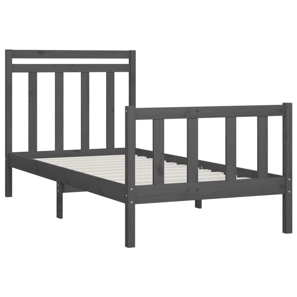 Sängynrunko harmaa täysi mänty 100x200 cm - Sisustajankoti.fi