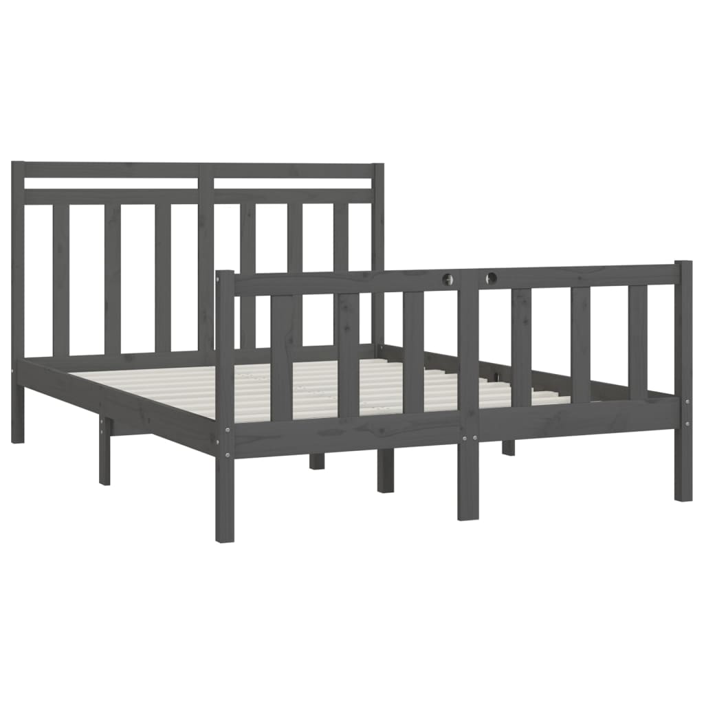 Sängynrunko harmaa täysi mänty 150x200 cm 5FT King Size - Sisustajankoti.fi