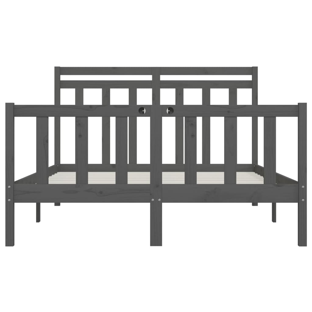 Sängynrunko harmaa täysi mänty 150x200 cm 5FT King Size - Sisustajankoti.fi