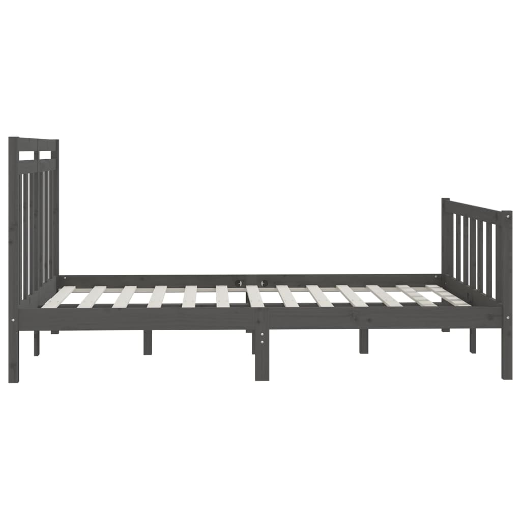 Sängynrunko harmaa täysi mänty 150x200 cm 5FT King Size - Sisustajankoti.fi