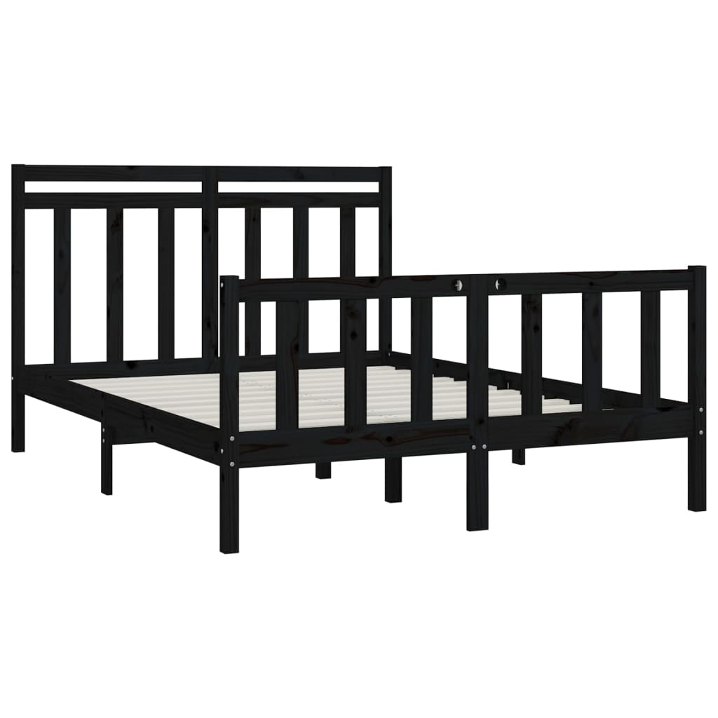 Sängynrunko musta täysi mänty 150x200 cm 5FT King Size - Sisustajankoti.fi