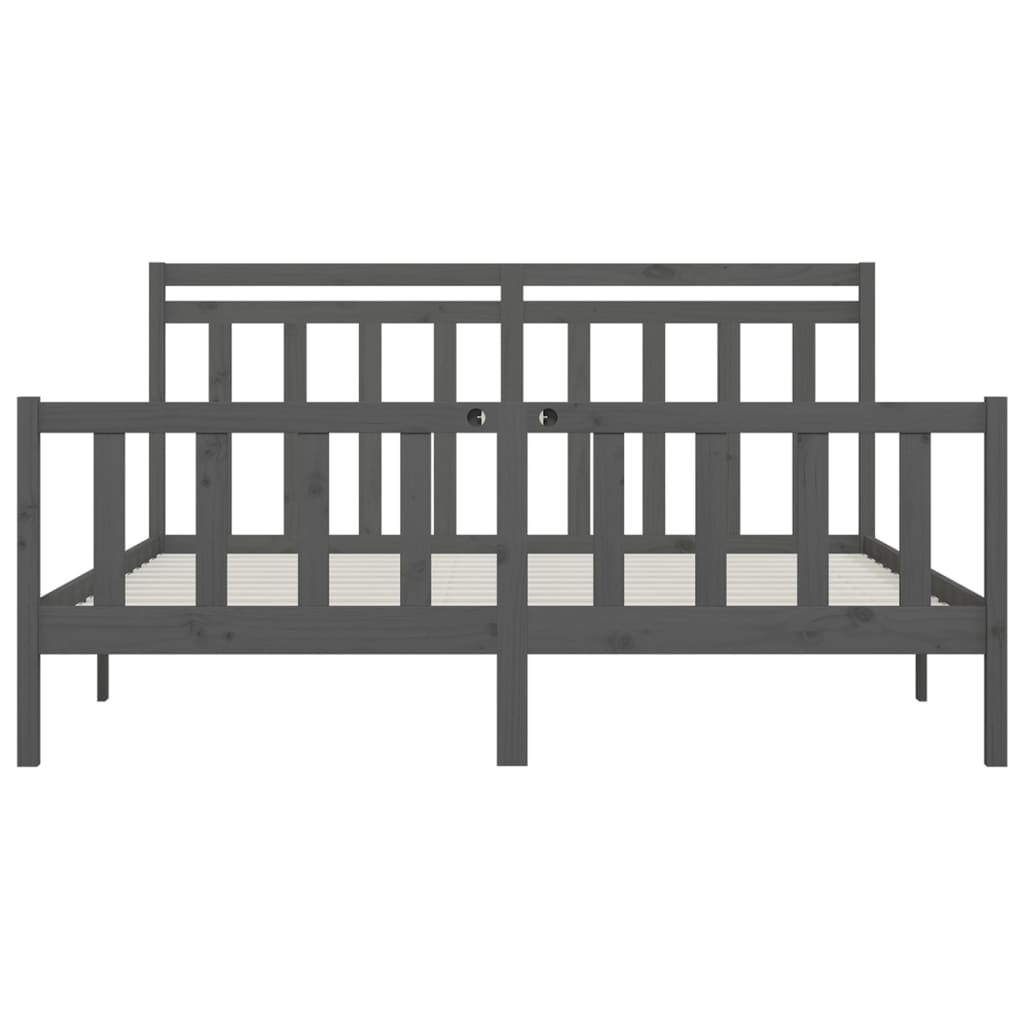 Sängynrunko harmaa täysi mänty 200 x 200 cm - Sisustajankoti.fi