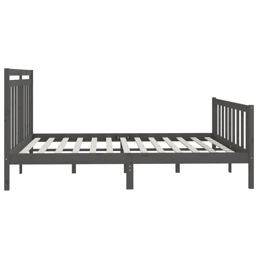 Sängynrunko harmaa täysi mänty 200 x 200 cm - Sisustajankoti.fi