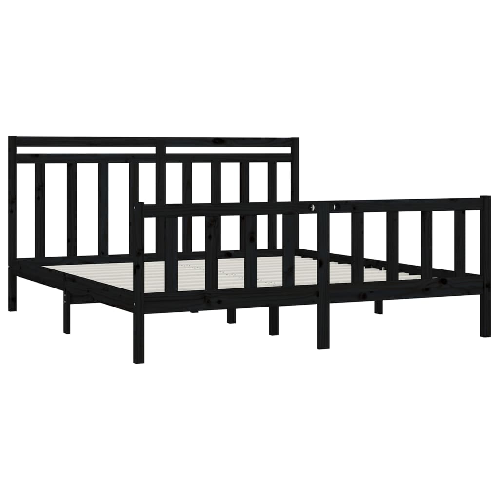 Sängynrunko musta täysi mänty 200 x 200 cm - Sisustajankoti.fi