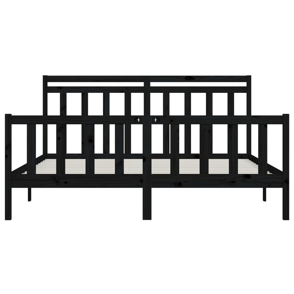 Sängynrunko musta täysi mänty 200 x 200 cm - Sisustajankoti.fi