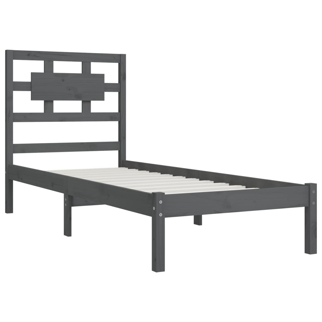 Sängynrunko harmaa täysi mänty 100x200 cm - Sisustajankoti.fi