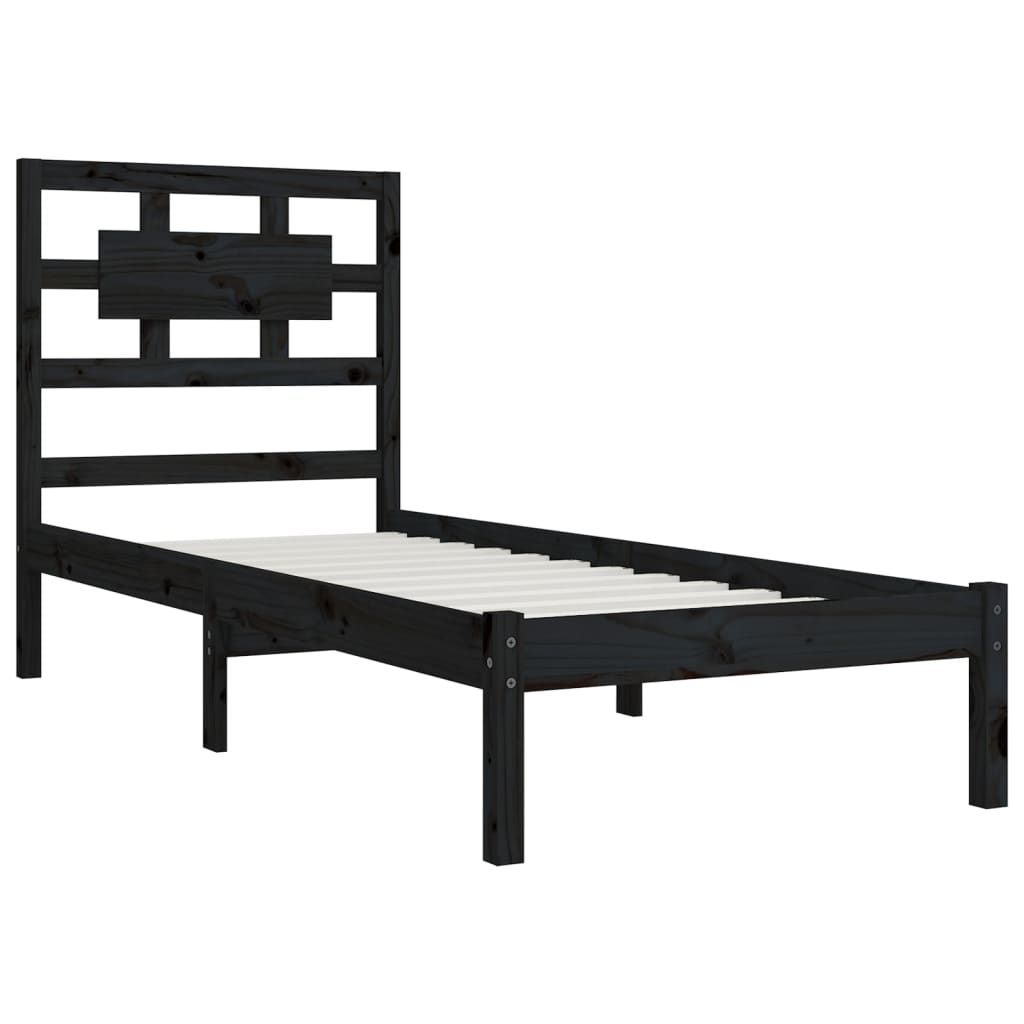 Sängynrunko musta täysi mänty 100x200 cm - Sisustajankoti.fi