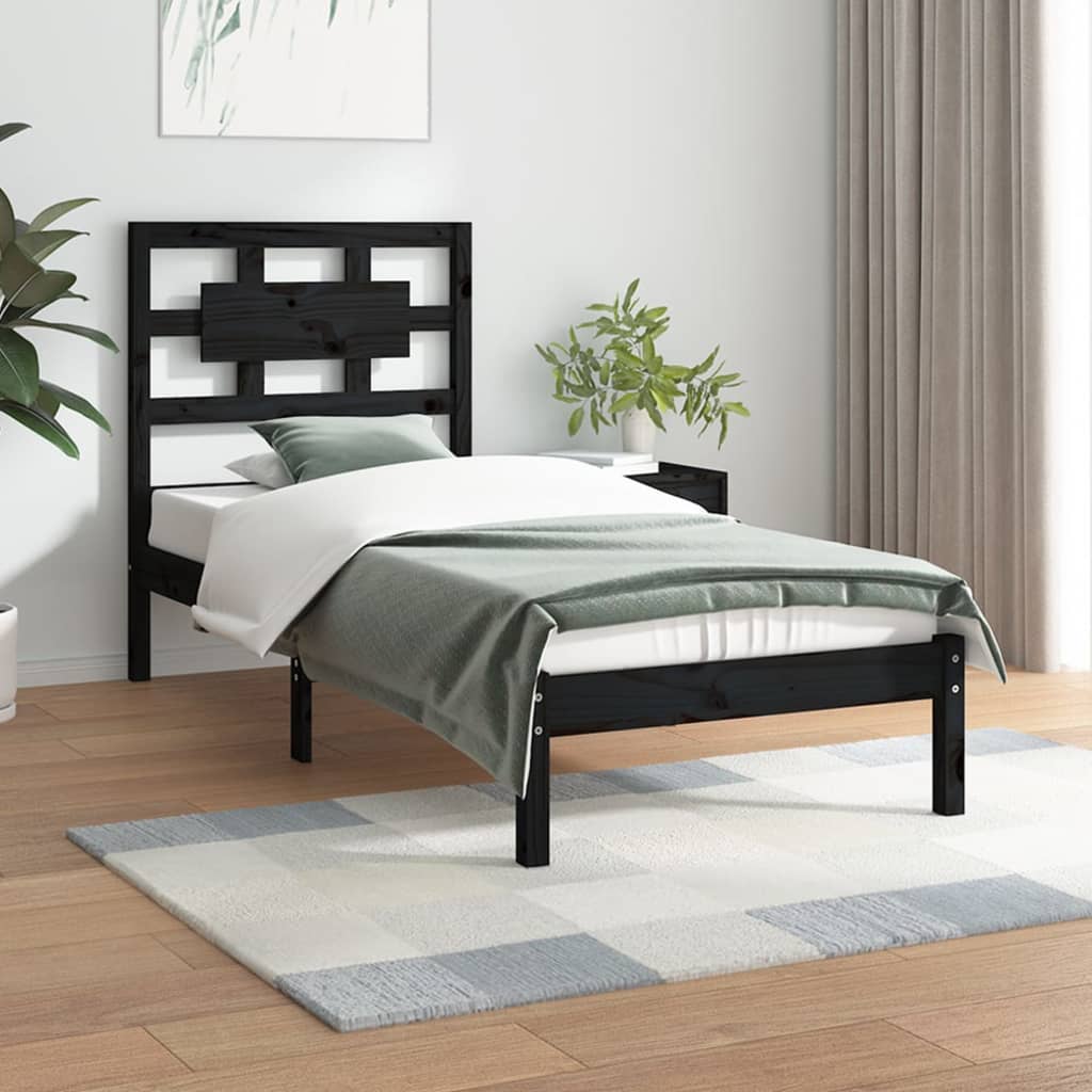Sängynrunko musta täysi mänty 100x200 cm - Sisustajankoti.fi