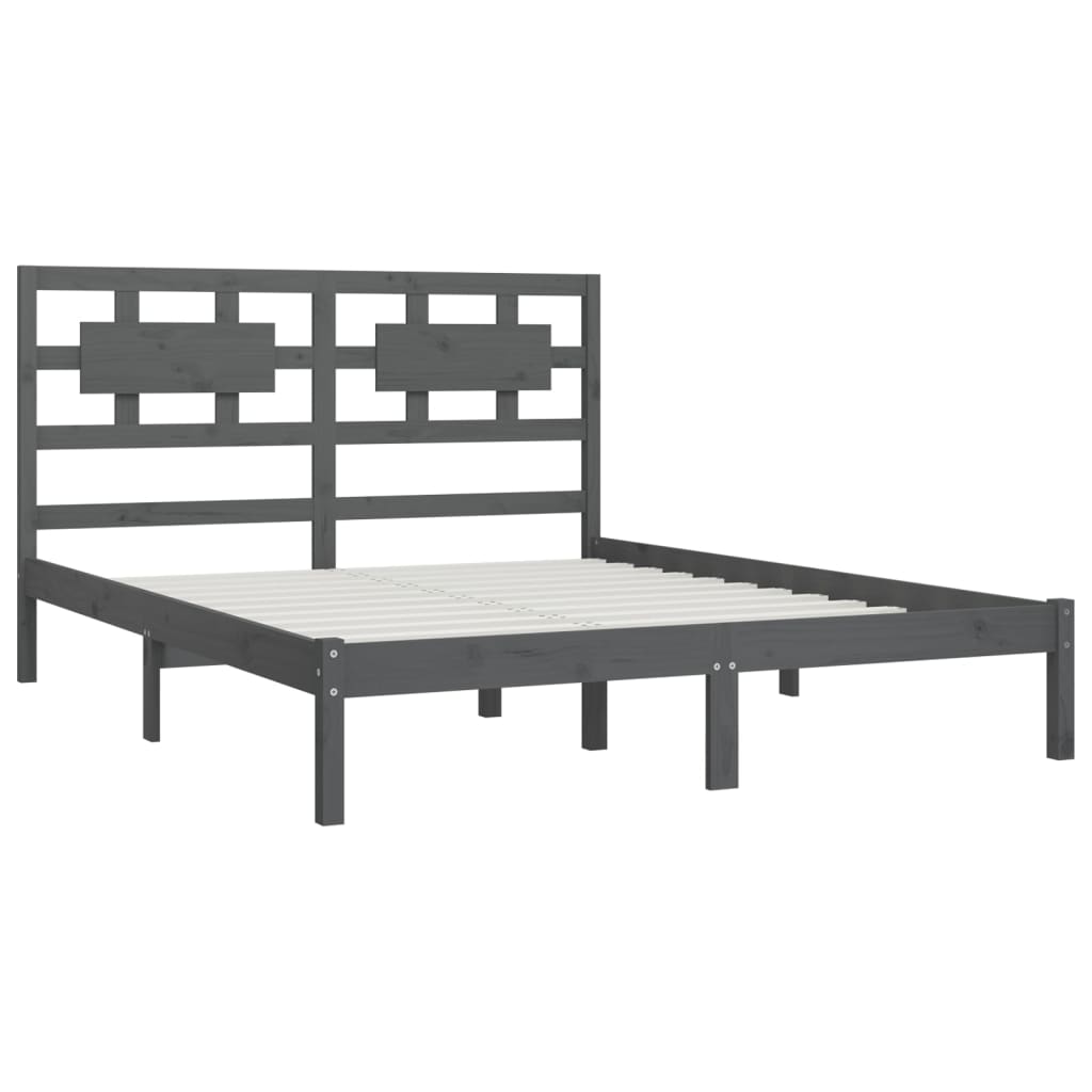 Sängynrunko harmaa täysi mänty 180x200 cm 6FT Super King - Sisustajankoti.fi