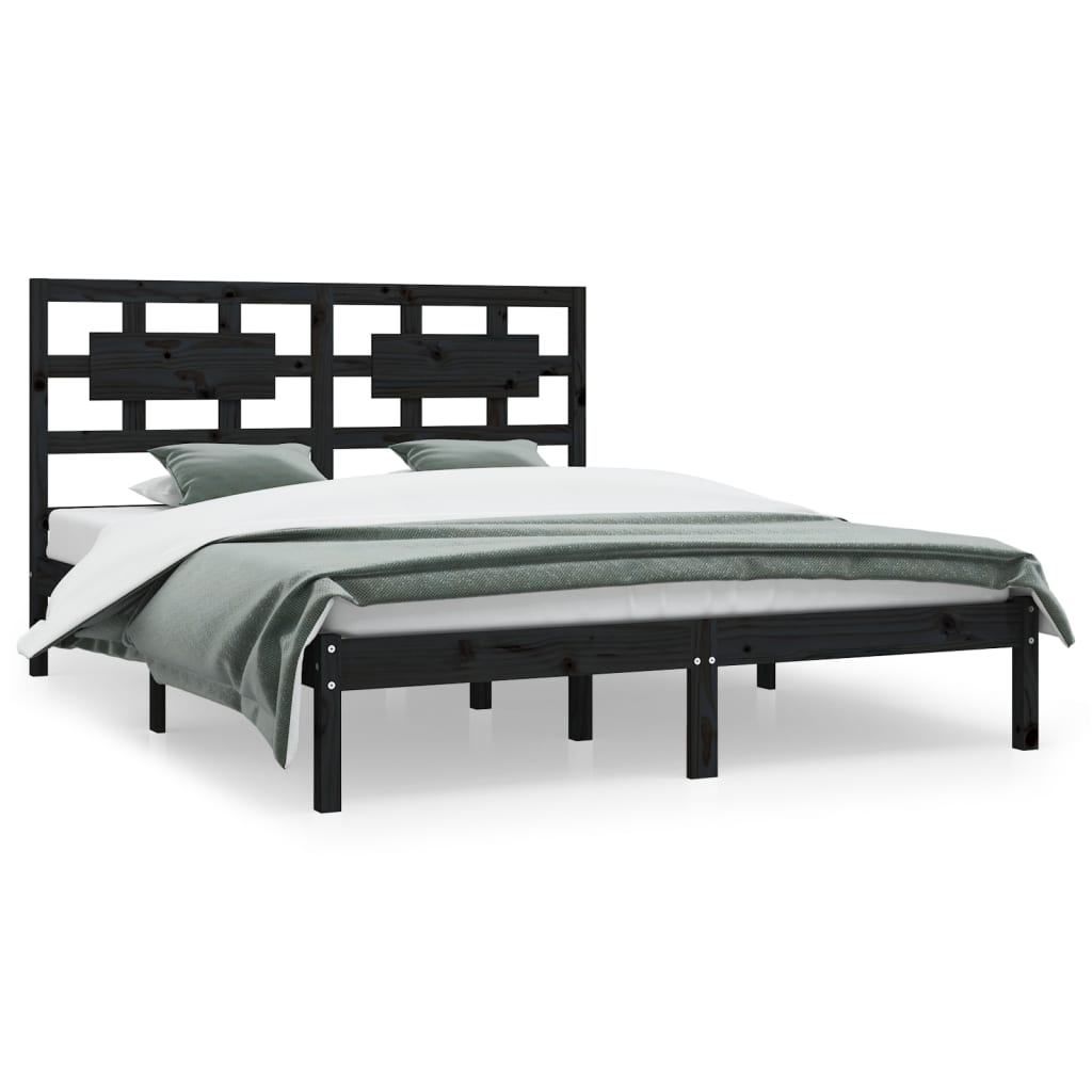 Sängynrunko musta täysi mänty 200x200 cm - Sisustajankoti.fi