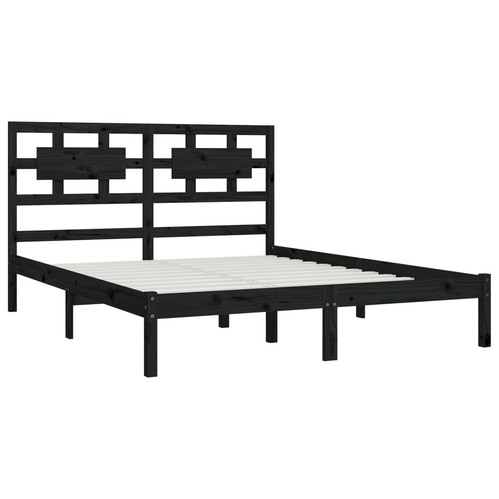 Sängynrunko musta täysi mänty 200x200 cm - Sisustajankoti.fi
