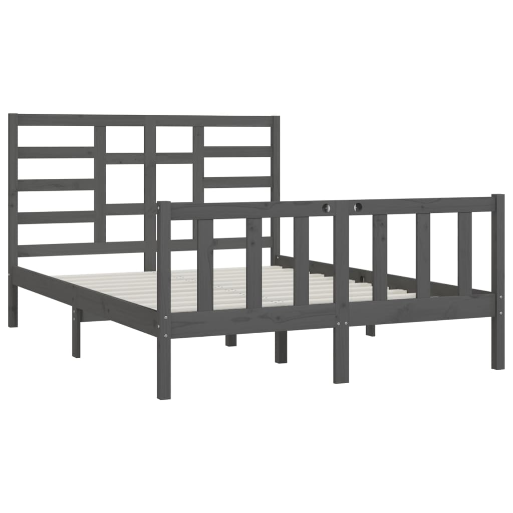 Sängynrunko harmaa täysi puu 150x200 cm 5FT King Size - Sisustajankoti.fi