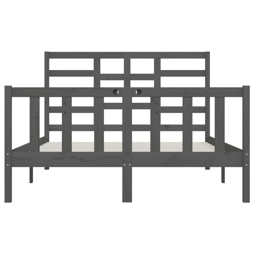 Sängynrunko harmaa täysi puu 150x200 cm 5FT King Size - Sisustajankoti.fi
