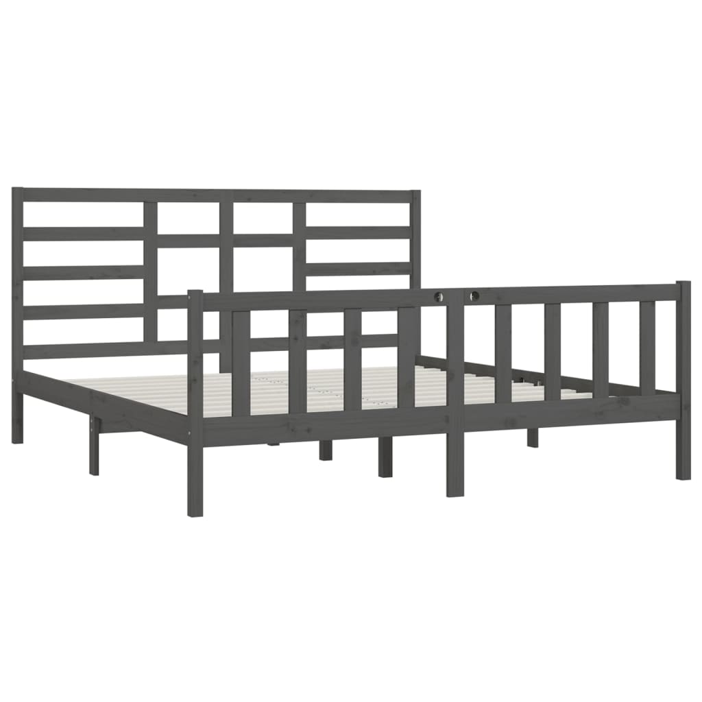 Sängynrunko harmaa täysi mänty 200 x 200 cm - Sisustajankoti.fi