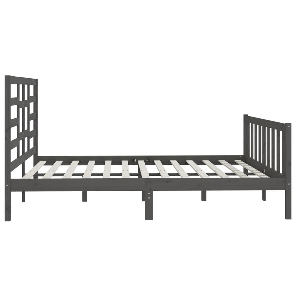 Sängynrunko harmaa täysi mänty 200 x 200 cm - Sisustajankoti.fi