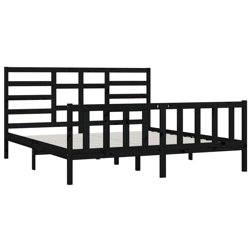 Sängynrunko musta täysi mänty 200 x 200 cm - Sisustajankoti.fi