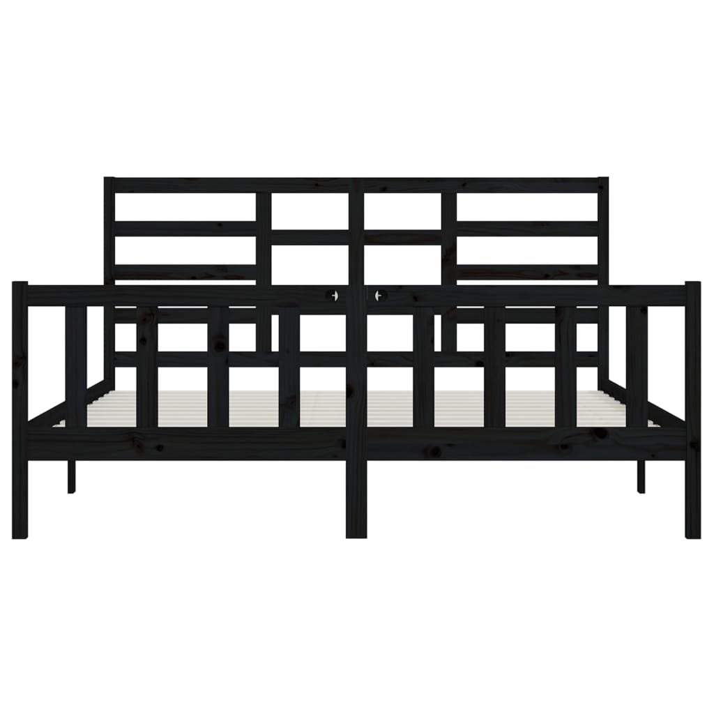 Sängynrunko musta täysi mänty 200 x 200 cm - Sisustajankoti.fi