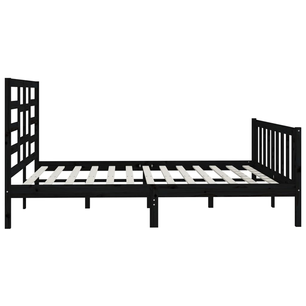 Sängynrunko musta täysi mänty 200 x 200 cm - Sisustajankoti.fi