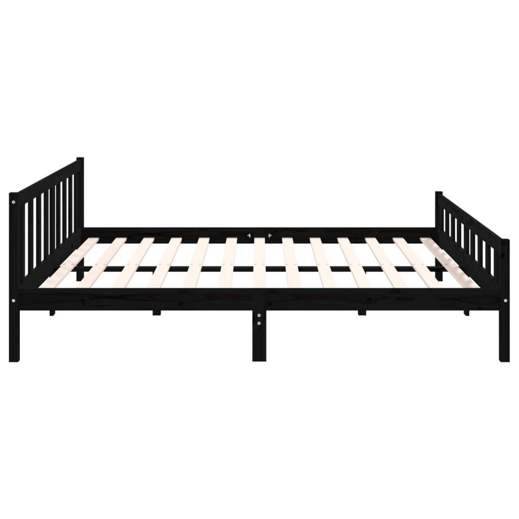 Sängynrunko musta täysi puu 200 x 200 cm - Sisustajankoti.fi