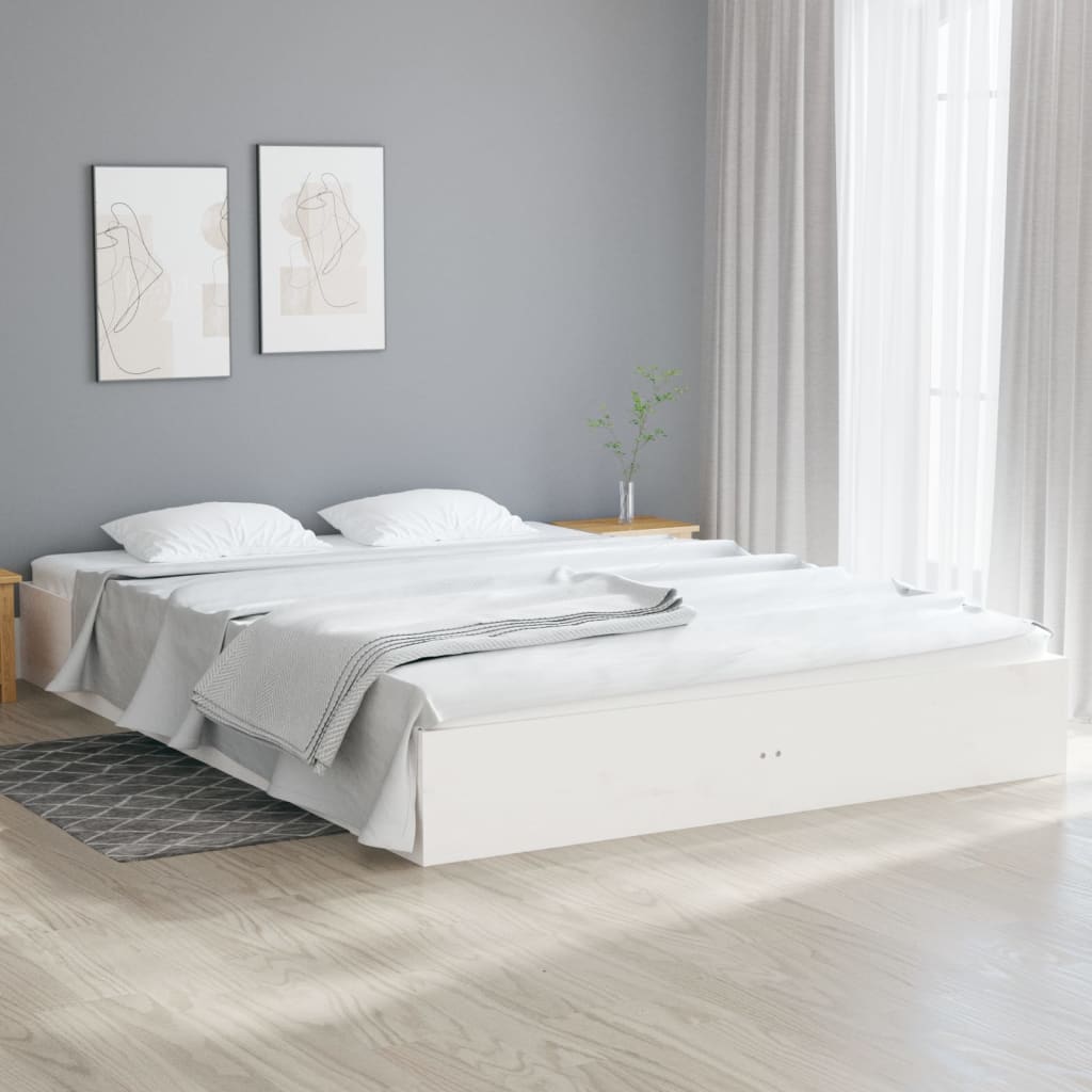 Sängynrunko valkoinen täysi mänty 150x200 cm 5FT King Size - Sisustajankoti.fi