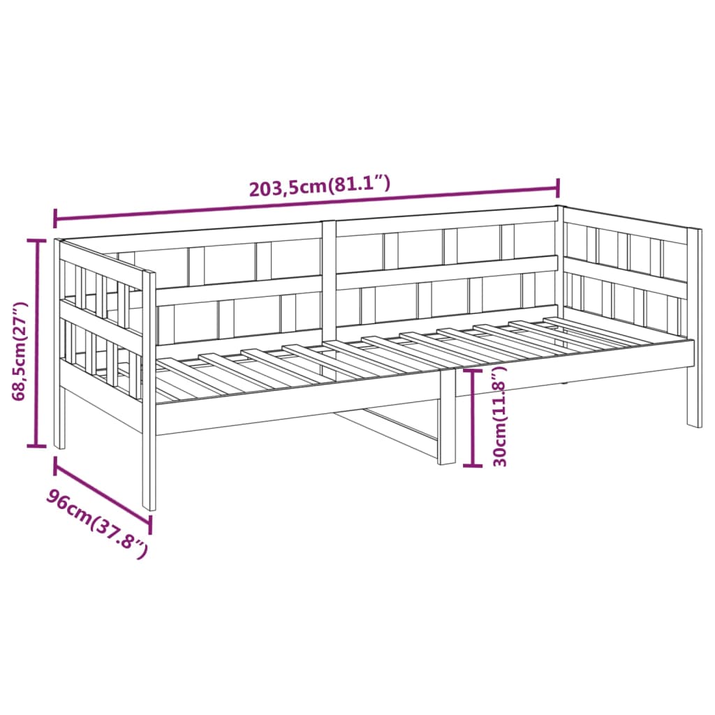 Sohvasänky hunajanruskea täysi mänty 90x200 cm - Sisustajankoti.fi
