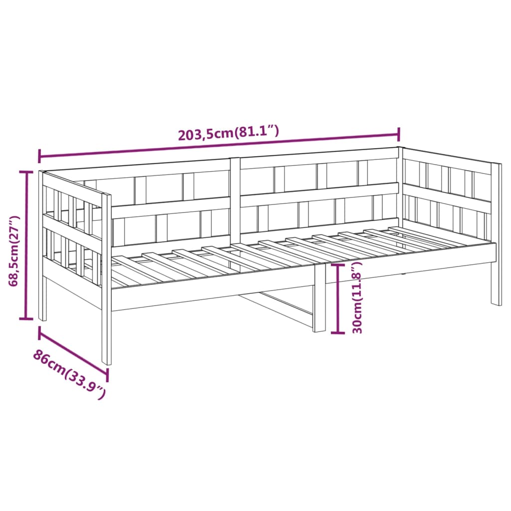 Sohvasänky musta täysi mänty 80x200 cm - Sisustajankoti.fi