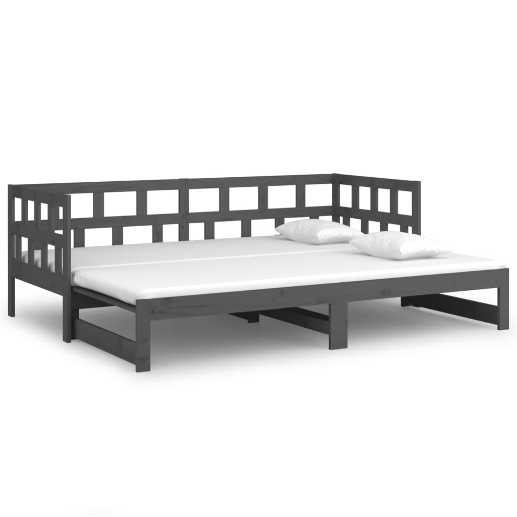 Sohvasänky ulosvedettävä harmaa täysi mänty 2x (90x200) cm - Sisustajankoti.fi
