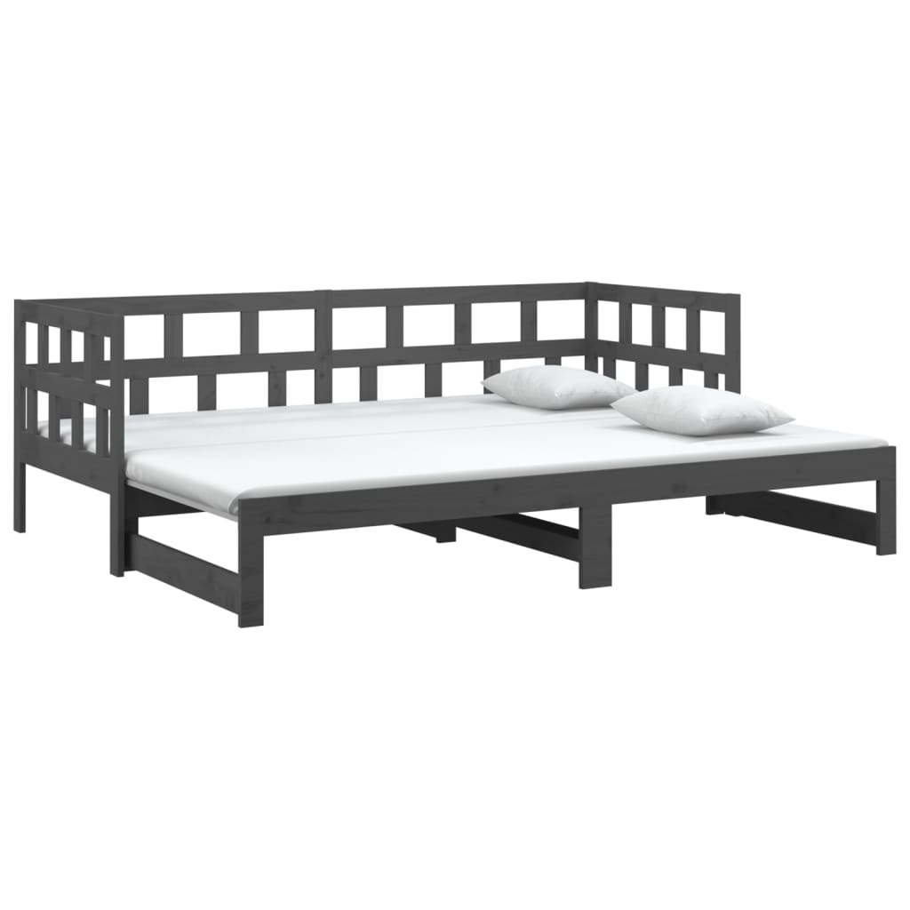 Sohvasänky ulosvedettävä harmaa täysi mänty 2x (90x200) cm - Sisustajankoti.fi