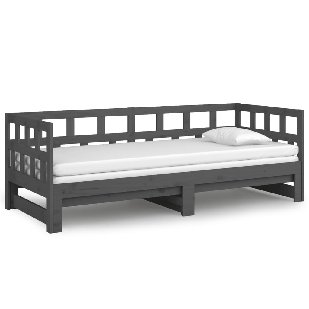 Sohvasänky ulosvedettävä harmaa täysi mänty 2x (90x200) cm - Sisustajankoti.fi