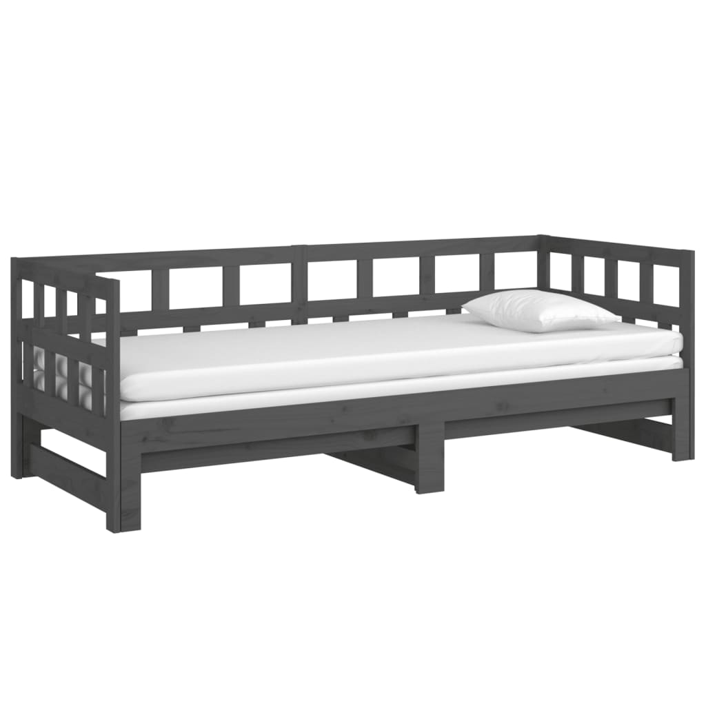 Sohvasänky ulosvedettävä harmaa täysi mänty 2x (90x200) cm - Sisustajankoti.fi