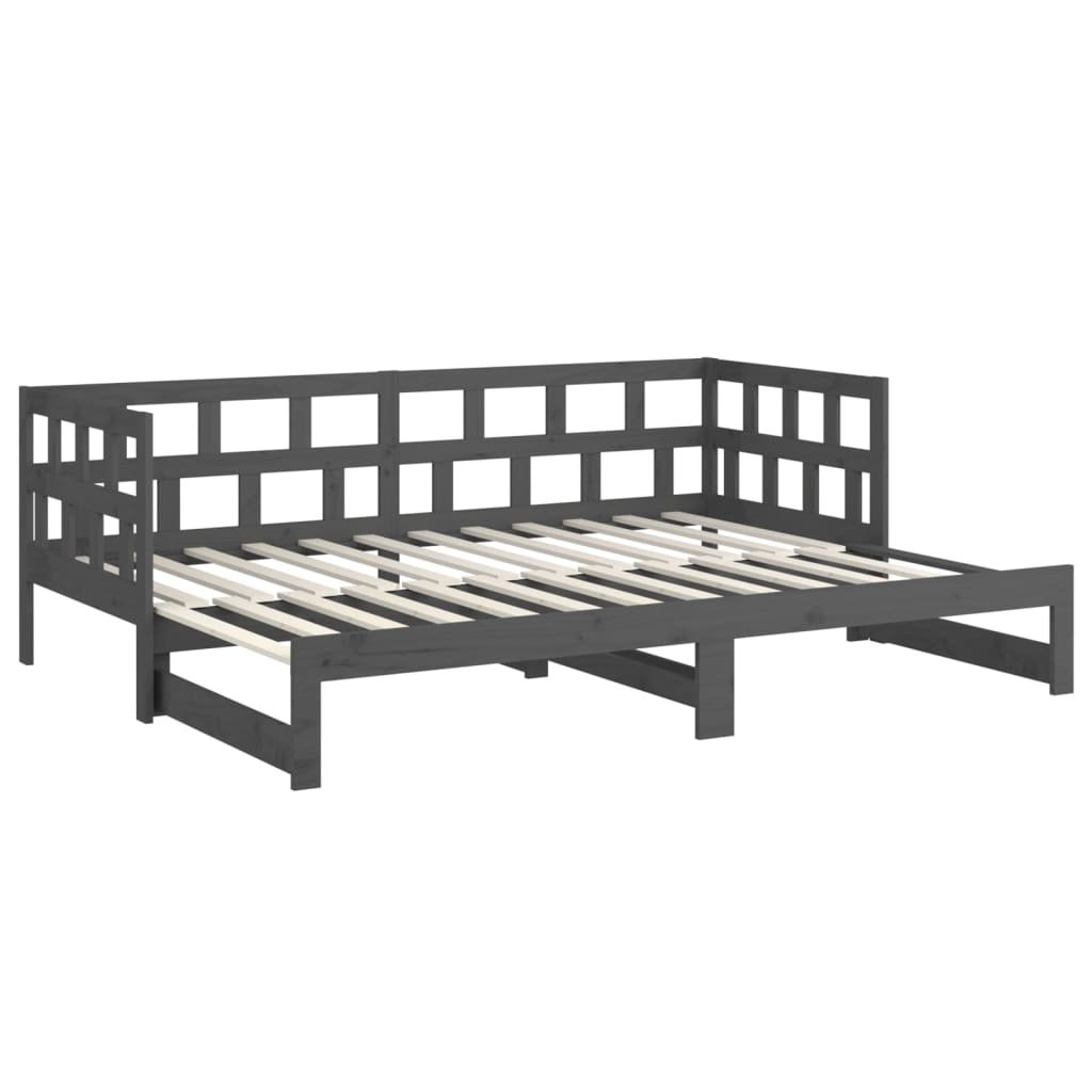 Sohvasänky ulosvedettävä harmaa täysi mänty 2x (90x200) cm - Sisustajankoti.fi